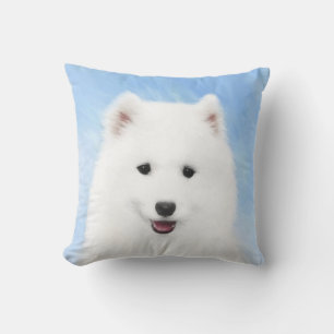 Samoyed Puppy Painting - Cute Original Dog Art Cushion