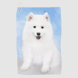 Samoyed Puppy Painting - Cute Original Dog Art Golf Towel