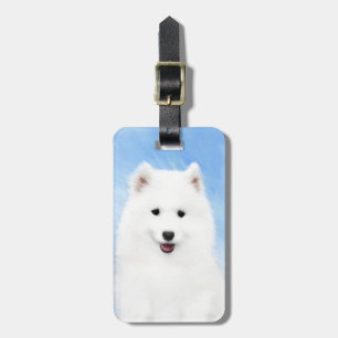 Samoyed Puppy Painting - Cute Original Dog Art Luggage Tag