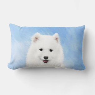 Samoyed Puppy Painting - Cute Original Dog Art Lumbar Cushion