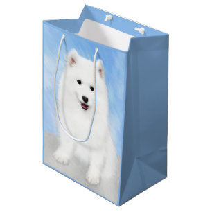 Samoyed Puppy Painting - Cute Original Dog Art Medium Gift Bag