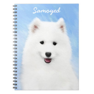 Samoyed Puppy Painting - Cute Original Dog Art Notebook