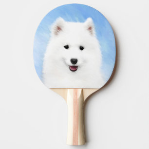 Samoyed Puppy Painting - Cute Original Dog Art Ping Pong Paddle