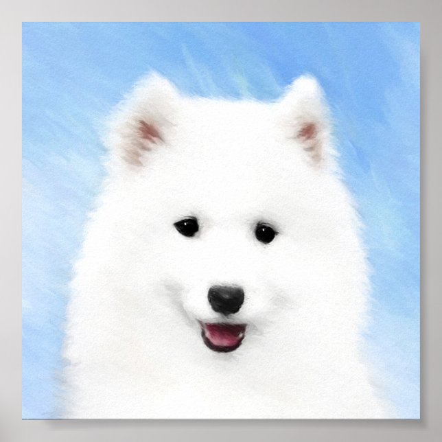 Samoyed Puppy Painting - Cute Original Dog Art Poster (Front)