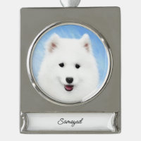 Samoyed Puppy Painting - Cute Original Dog Art Sil
