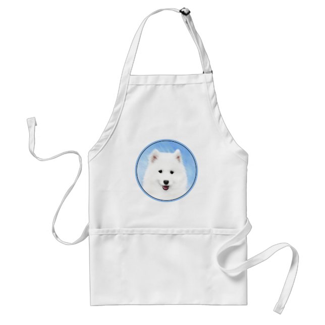 Samoyed Puppy Painting - Cute Original Dog Art Standard Apron (Front)