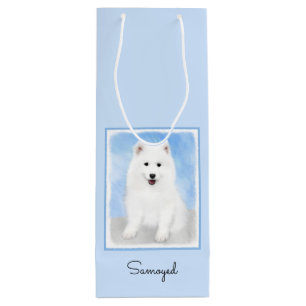 Samoyed Puppy Painting - Cute Original Dog Art Wine Gift Bag