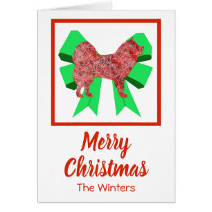 Samoyed Sammy Cute Christmas Dog & Green Bow Card