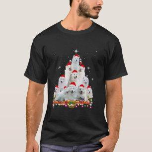 Samoyed Santa Hat Christmas Tree Lights Xmas Boys T-Shirt