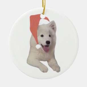 Samoyed Santa Hat Ornament