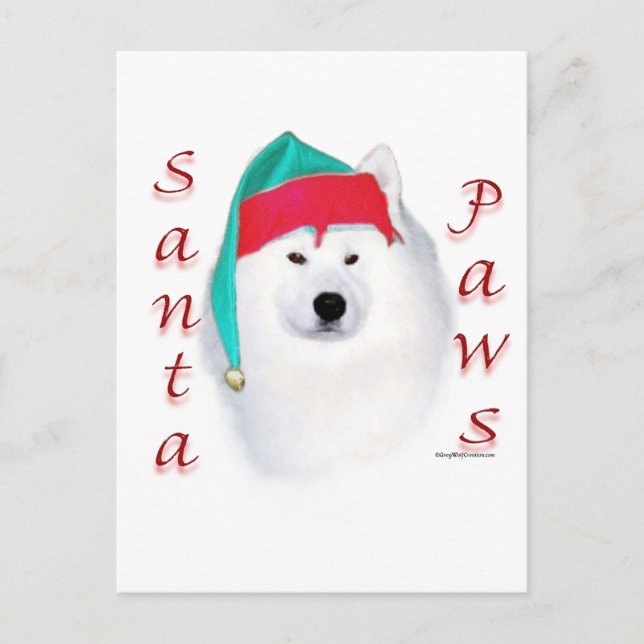 Samoyed Santa Paws Holiday Postcard (Front)