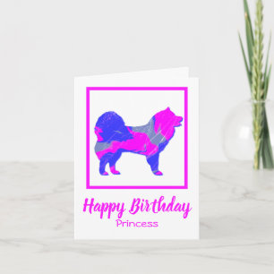 Samoyed Silhouette Pink Dog Funny Birthday Card