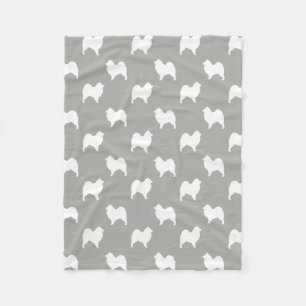 Samoyed Silhouettes Pattern Fleece Blanket
