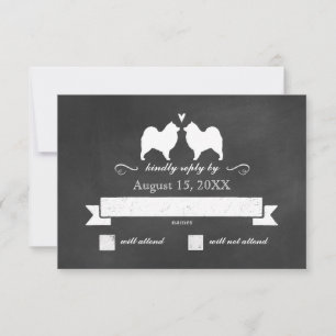 Samoyed Silhouettes Wedding RSVP Reply Card