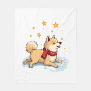 Samoyed Snow Angel Fleece Blanket