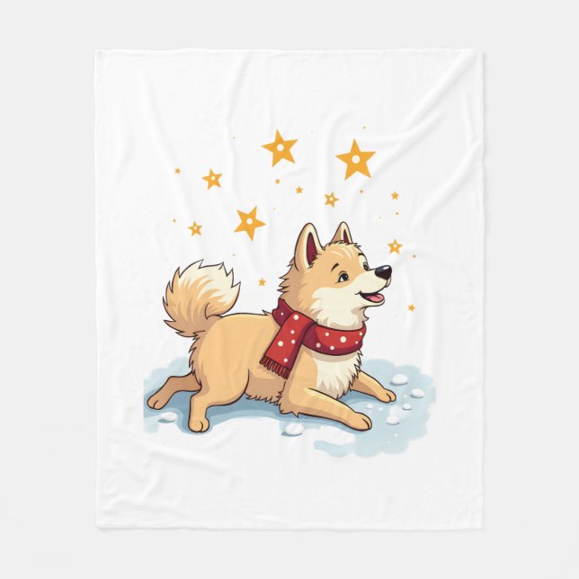 Samoyed Snow Angel Fleece Blanket (Front)