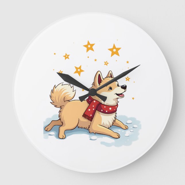 Samoyed Snow Angel Large Clock (Front)