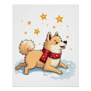 Samoyed Snow Angel Poster