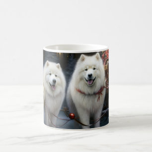 Samoyed Snowy Sleigh Christmas Decor Coffee Mug