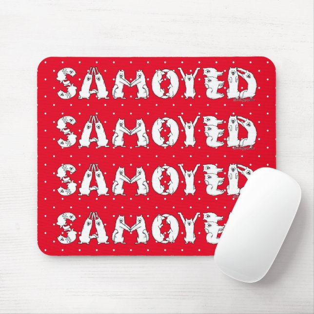 Samoyed Spelled in Samoyed Dogs Letters Funny Mouse Pad (With Mouse)