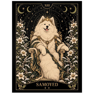 Samoyed, Starlit Tarot Art Postcard