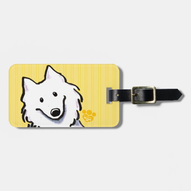 Samoyed Sunshine Stripes Luggage Tag (Front Horizontal)