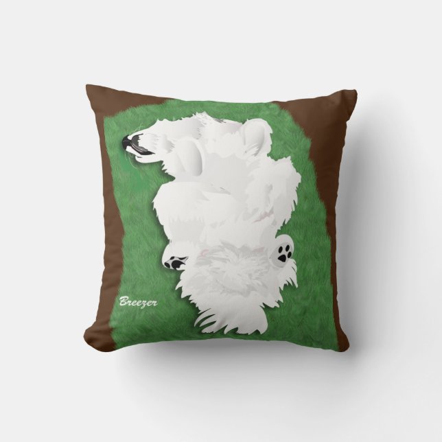 Samoyed Throw Pillow in 2 Sizes &amp; Fabric Choice (Front)