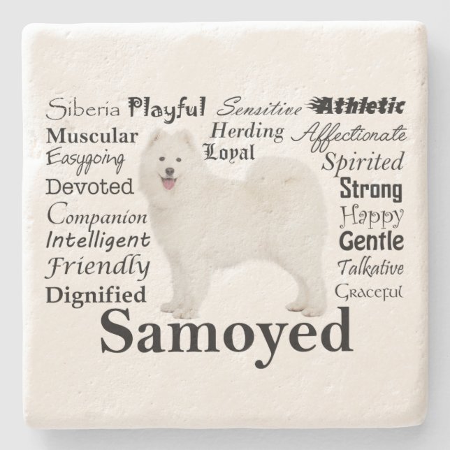 Samoyed Traits Stone Coaster (Front)