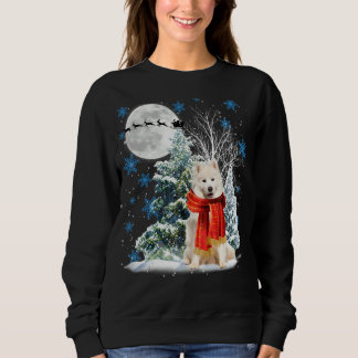 Samoyed Under Moonlight Snow Christmas Pajama Sweatshirt