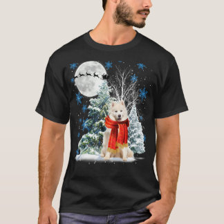 Samoyed Under Moonlight Snow Christmas Pajama T-Shirt