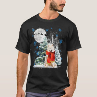 Samoyed Under Moonlight Snow Christmas Pajama T-Shirt