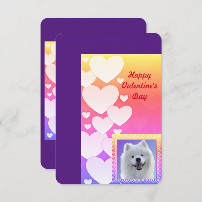Samoyed Valentine's Day Flat Thank You Card (Front/Back)