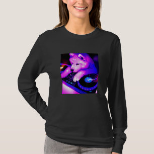 Samoyed Vaporwave DJ Dog Aesthetic Women Boys Gir T-Shirt