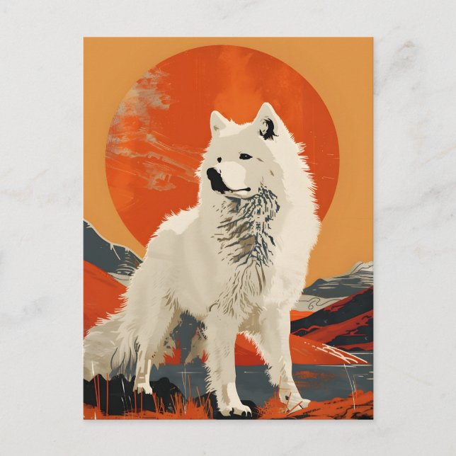 Samoyed Vintage Art Postcard (Front)