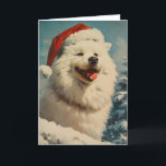 Samoyed vintage personalised Christmas Holiday Card<br><div class="desc">Wishing you a pawsitively festive season! This Christmas card features an adorable Samoyed donning a Santa hat, spreading cheer with its fluffy charm. The whimsical image captures the spirit of the holidays, promising warmth and joy. Send your loved ones a furry dose of holiday happiness with this heartwarming card, as...</div>