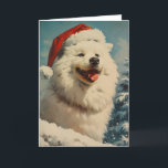 Samoyed vintage personalised Christmas Holiday Card<br><div class="desc">Wishing you a pawsitively festive season! This Christmas card features an adorable Samoyed donning a Santa hat, spreading cheer with its fluffy charm. The whimsical image captures the spirit of the holidays, promising warmth and joy. Send your loved ones a furry dose of holiday happiness with this heartwarming card, as...</div>