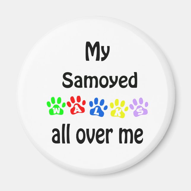 Samoyed Walks Design Magnet (Front)
