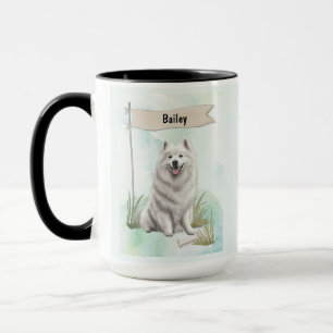 Samoyed Watercolor Personalised Dog Mug