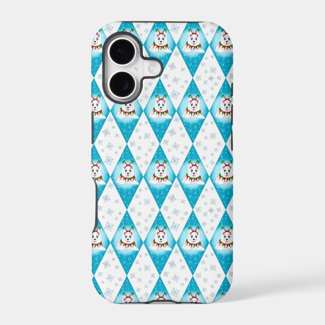 Samoyed Winter Holiday Diamond Pattern (Back)