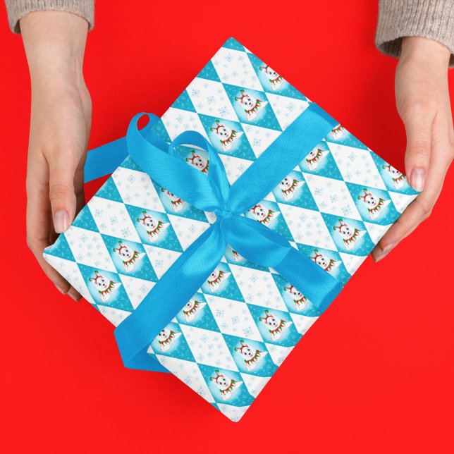 Samoyed Winter Holiday Diamond Pattern   Wrapping Paper (Adorable dog Christmas wrapping paper!)