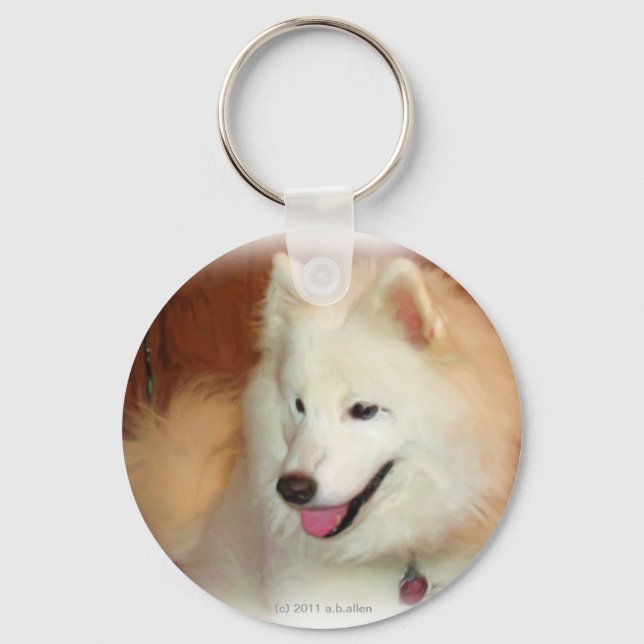 Samoyed, with Digital Oil Painting Effects, key Key Ring (Front)