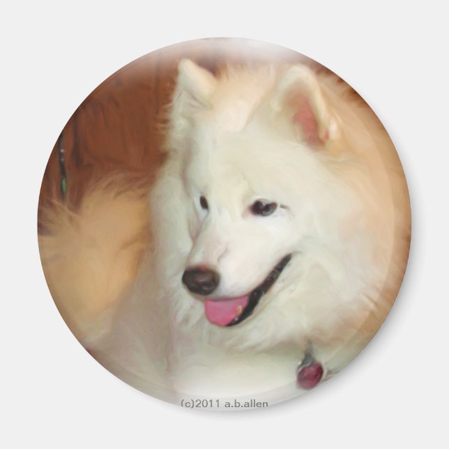 Samoyed with Digital Oil Painting Effects Magnet (Front)
