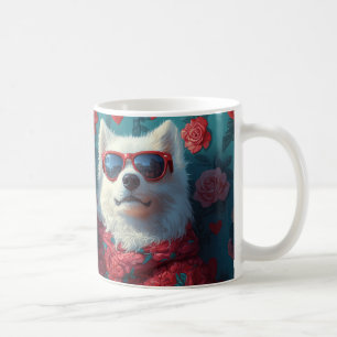 Samoyed with Heart Roses Valentine's Day Coffee Mug