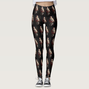 Samoyed With Santa Claus Festive Christmas Leggings