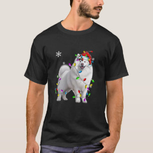 Samoyed Wrapped In Christmas Lights Dog T Shirt