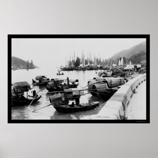 Sampans in Hong Kong 1906 Poster