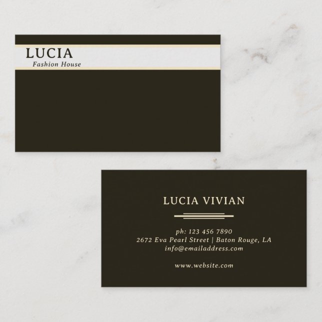 Sample and Stylish Dark Green Plain Business Card (Front/Back)