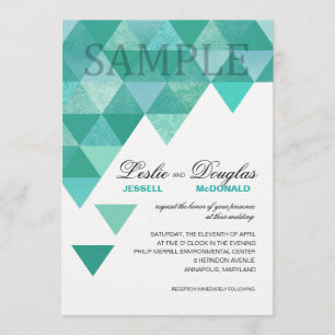 SAMPLE artisan felt white Geometric Triangles Invitation