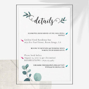 Sample Calligraphy Eucalyptus Wedding Details Enclosure Card