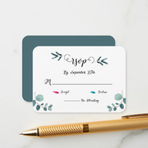 Sample calligraphy forest vibe RSVP Enclosure Card